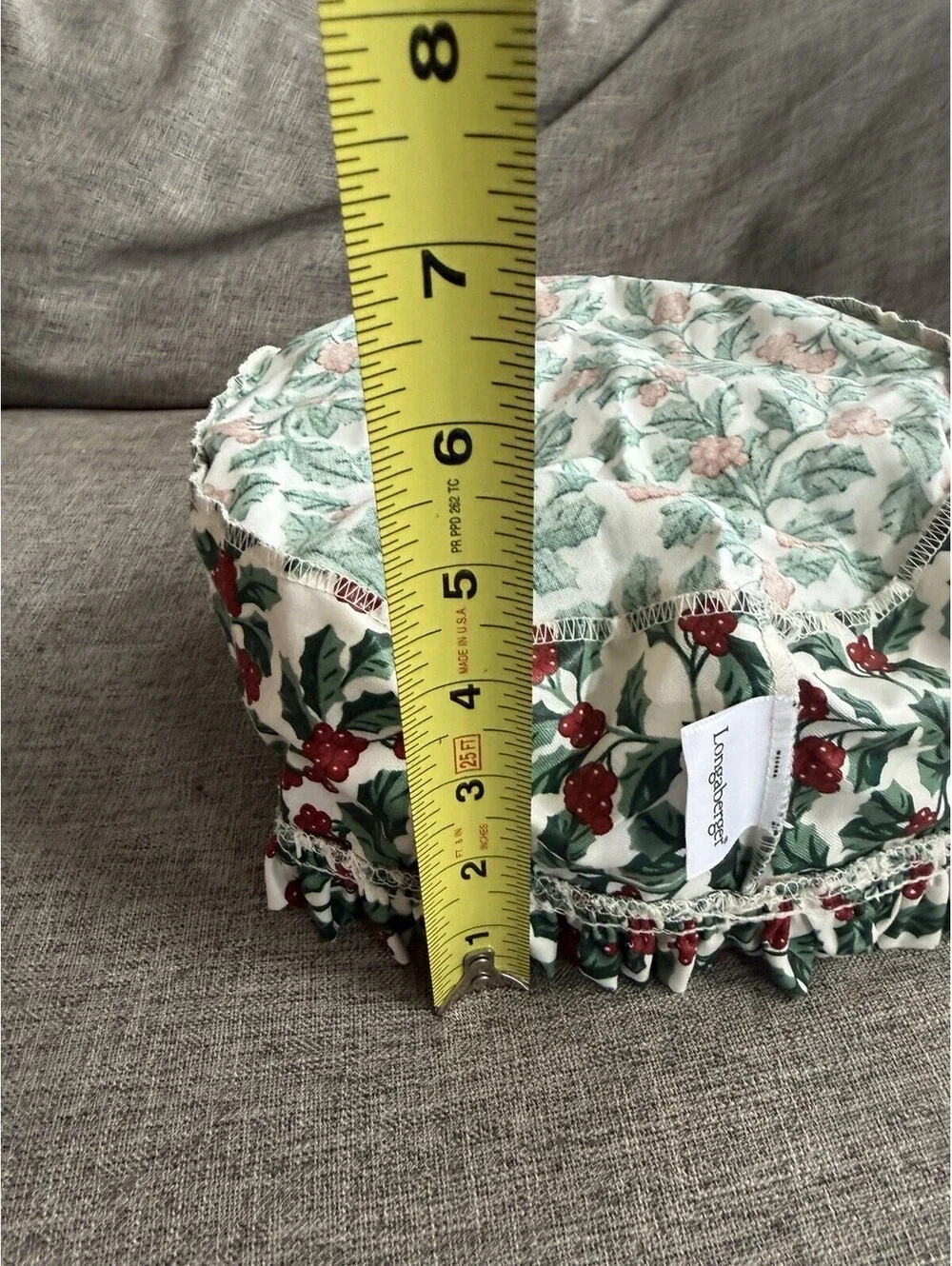 Longaberger Darning Basket Liner In Holly Pattern